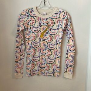 Hanna Andersson Rainbow Geo Long John Pajama Set Ecru NWT Girls Size 14